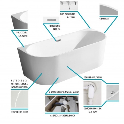 BRAIDER Freestanding Bathtub ALTARIA 180cm - White