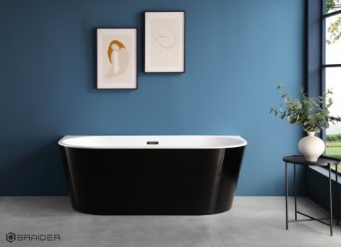 Braider Restia Symmetrical Freestanding Bathtub – 170cm, Black & White Braider Restia Symmetrical Freestanding Bathtub – 170cm, Black & White