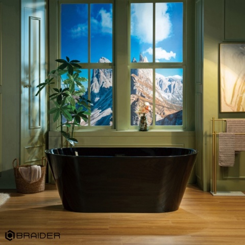 Braider Altaria Freestanding Bathtub – 170 × 82 cm, Black