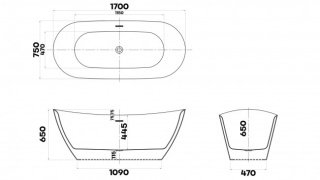 Braider Purea Freestanding Bathtub – 170cm, Black