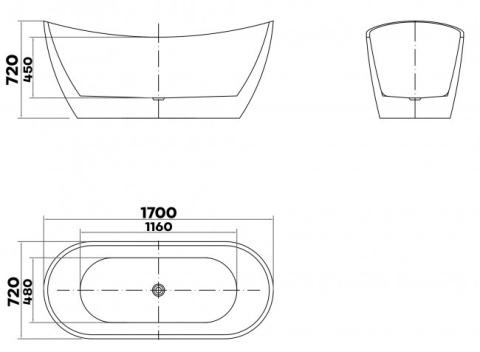 Braider Salanea Freestanding Bathtub – 170 × 72 cm, White