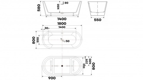BRAIDER Freestanding Bathtub ALTARIA 180cm - White