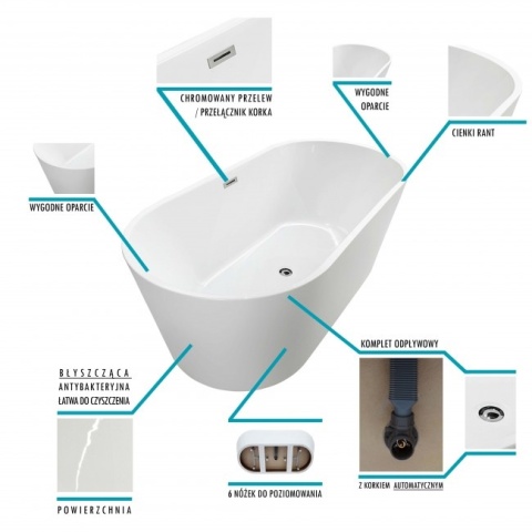 BRAIDER Freestanding Bathtub ALTARIA 180cm - White