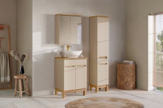 Zestaw meblowy 60cm z blatem, umywalką nablatową Lola, szafką wysoką i szafką z lustrem