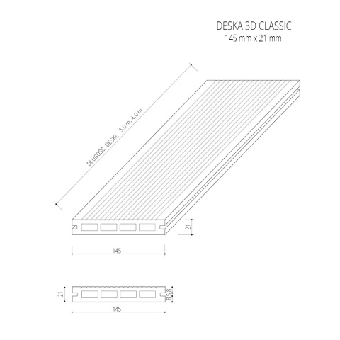 Composite Decking Board 3D Classic 2.0 Light Brown – 3m (0,450 m2)