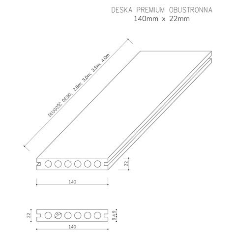 Composite Decking Board Premium II Generation Amber/Antique – 3m (0,435 m2)