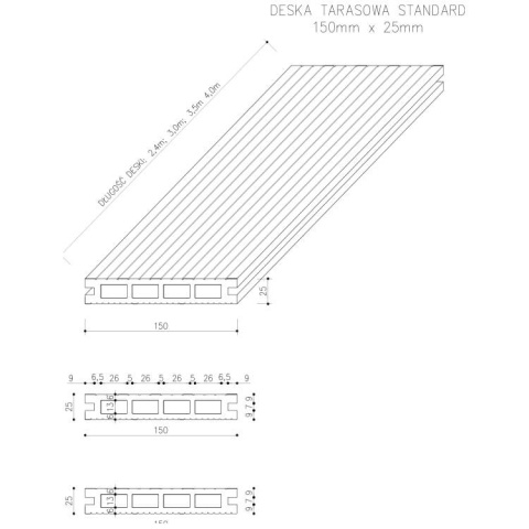 Composite Decking Board Standard Dark Brown – 3,5m (0,542 m2)