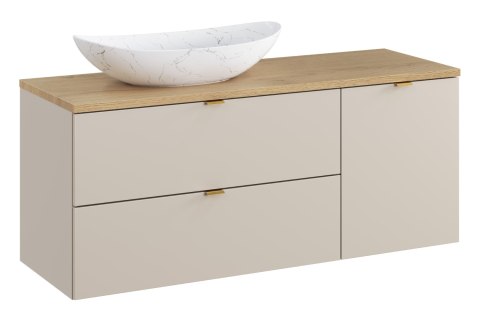 Zestaw meblowy 120cm z blatem, umywalką nablatową Lena i szafką z koszem na pranie