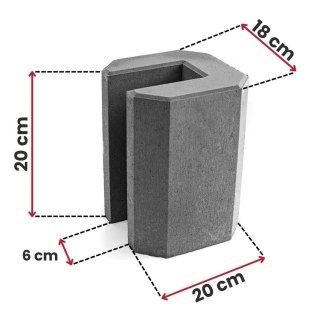 Pustak betonowy - Końcowy 20 cm