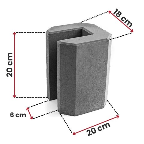 Pustak betonowy - Końcowy 20 cm