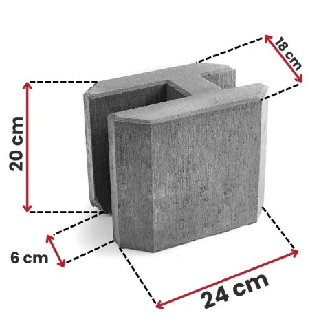 Pustak betonowy - Przelotowy 20 cm