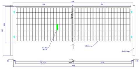 Brama SX 656 PRO - 4,00 x 1,20 m - antracyt , zielona
