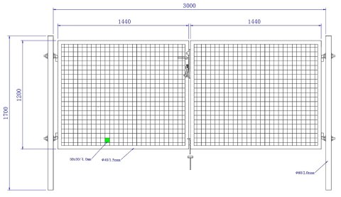 Brama ogrodowa SX 3,00 x 1,20 m - antracyt , zielona