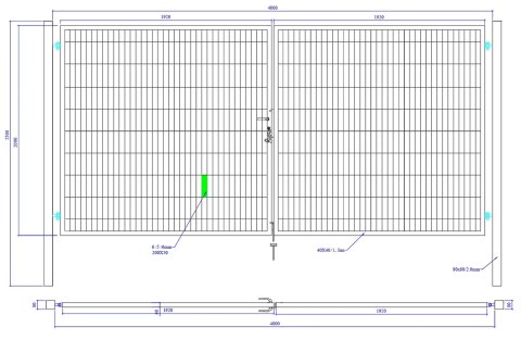 Brama SX 656 PRO - 4,00 x 2,0 m - antracyt , brązowa , czarna , szara , zielona