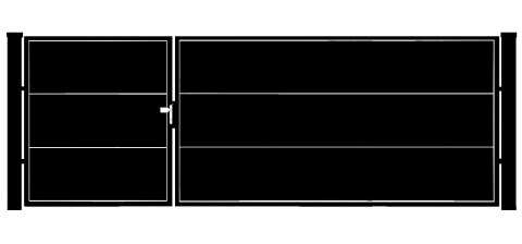 Bramofurtka asymetryczna PRO typ WALL SOLID - malowana proszkowo - 1,5 / 2,5 m x 1,5m