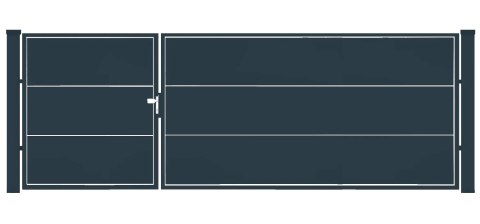 Bramofurtka asymetryczna PRO typ WALL SOLID - malowana proszkowo - 1,5 / 2,5 m x 1,5m