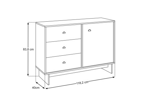 Komoda 118cm 1 drzwi 3 szuflady
