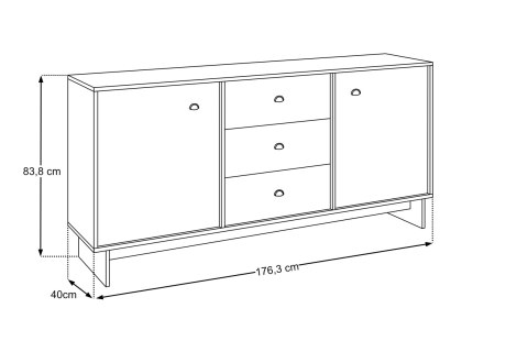 Komoda 176cm 2 drzwi 3 szuflady